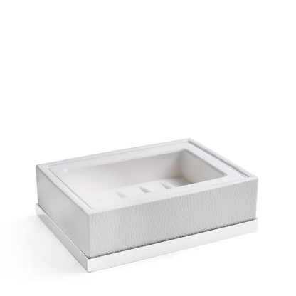 3SC Snowy Мыльница настольная, цвет: белая эко-кожа/белый матовый