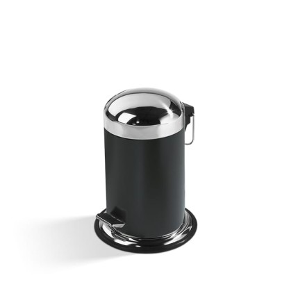 Decor Walther TE 30 Ведро 17xh31см, с педалью и крышкой, напольное, цвет: черный / сталь полированная