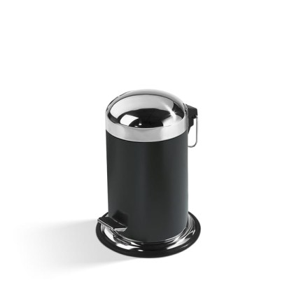 Decor Walther TE 30 Ведро 17xh31см, с педалью и крышкой, напольное, цвет: черный / сталь полированная