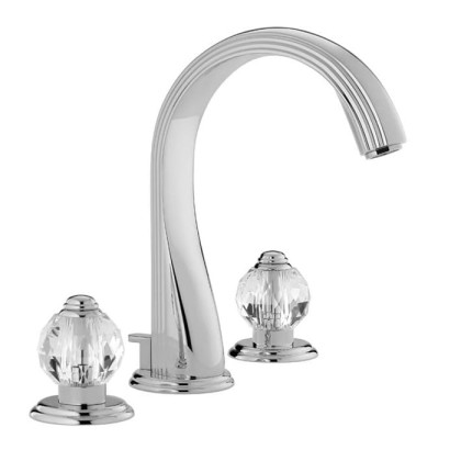 THG Mandarine Cristallia Diamant Смеситель для раковины на 3 отверстия, с донным клапаном, цвет: хром