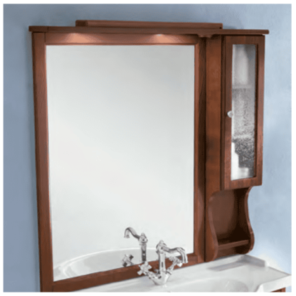 EBAN Singolo DX Зеркало 104x102 см, в раме со шкафчиком правым, цвет: noce