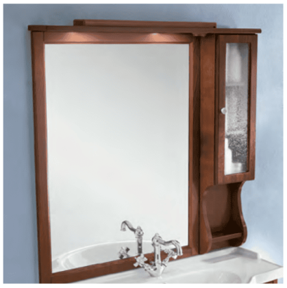 EBAN Singolo DX Зеркало 104x102 см, в раме со шкафчиком правым, цвет: noce