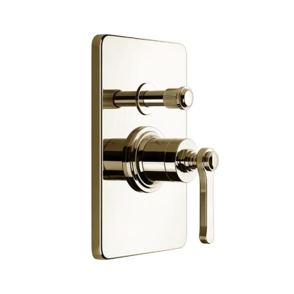 Gessi Venti20 Смеситель встраиваемый, однорычажный, с переключателем на 2 положения, внешняя часть, цвет: Brass PVD