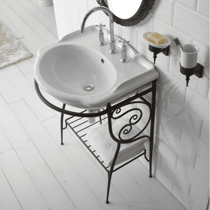 Globo Paestum Консоль напольная 71х58см, с раковиной на 1 отв., цвет: met.antico, раковина белая