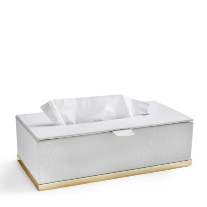 3SC Snowy Контейнер для бумажных салфеток, 25х13хh8 см, настольный, цвет: белая эко-кожа/золото 24к. Lucido