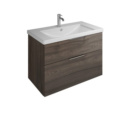 BURGBAD Eqio База подвесная с керамическим умывальником 93х49х64.5см. 2 ящика с ручкой желоб., c 1 отв под смес.   цвет: трюфельный декор F2012