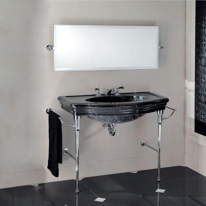 Devon&Devon Empire Декоративная структура 126х60см, с раковиной на 3 отв., напольная, цвет: хром/черный мрамор