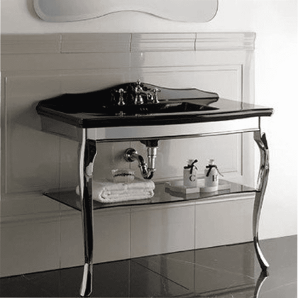 Devon&Devon Jacqueline Декоративная структура с раковиной 108х58.2см, на 3 отв., напольная, цвет: хром/черный мрамор