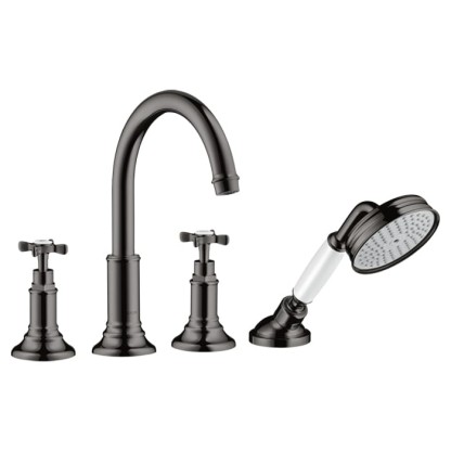 Axor Montreux Смеситель на борт ванны, на 4 отв., с ручным душем, цвет: полированный черный хром