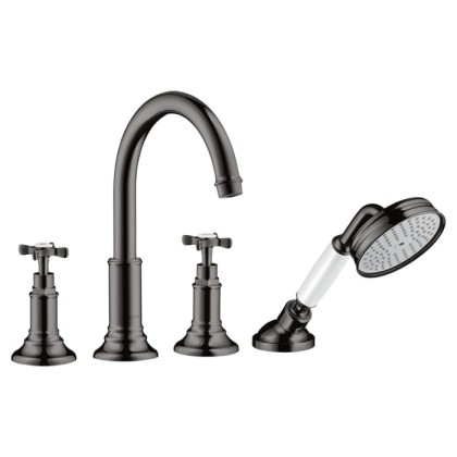 Axor Montreux Смеситель на борт ванны, на 4 отв., с ручным душем, цвет: полированный черный хром