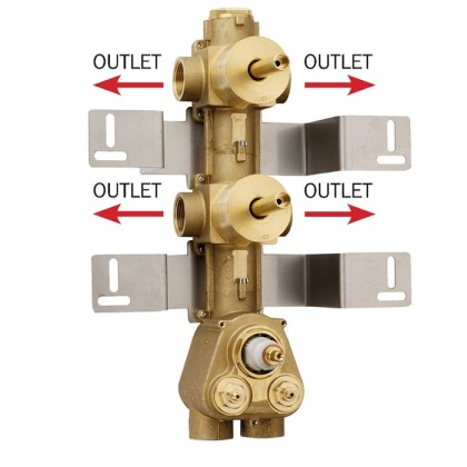 Bossini Встраиваемая часть термостата  2 дивиатора на 2 выхода, (4 выхода) высокой пропускной способности на  3/4 ”, уст-ка верт/гор.