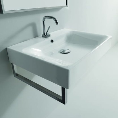 Kerasan Cento Раковина 60х45 см, 1 отв., подвесная/накладная, с полотенцедержателем, цвет: белый
