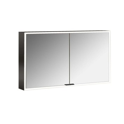Emco Prime Зеркальный шкаф 120см., с подсветкой LED Facelift навесная модель, 2-дверки, IP 20, цвет черный зеркальная задняя стенка