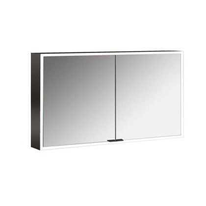 Emco Prime Зеркальный шкаф 120см., с подсветкой LED Facelift навесная модель, 2-дверки, IP 20, цвет черный зеркальная задняя стенка