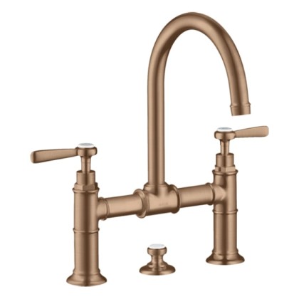 Axor Montreux Смеситель для раковины 220, на 3 отв., ручка: рычаг, с донным клапаном, цвет: шлифованное красное золото