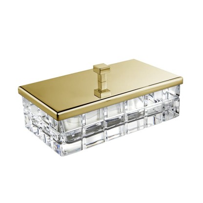 3SC Palace Коробочка универсальная, 23х12,5хh10см, с крышкой, настольная, цвет: прозрачный хрусталь/золото 24к. Lucido