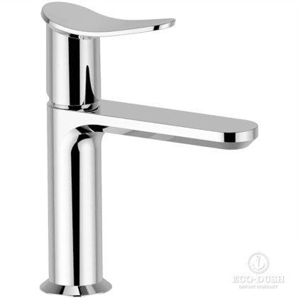 HUBER Harlock Смеситель однорычажный для раковины на 1 отверстие без донного клапана, цвет: хром/черный матовый,