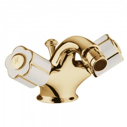 Смеситель для биде Bongio Fleur Blanc, цвет: золото/белый фарфор