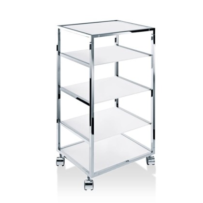 Decor Walther RW 2 Стеллаж передвижной 38x30x80см, стекло прозрачное, напольный, цвет: хром