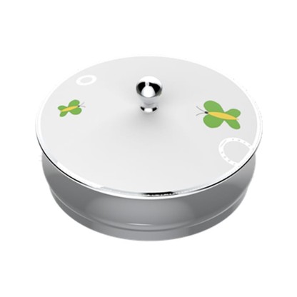 THG CAPUCINE VERT DECOR PLATINE Китайская лакированная коробка с белой керамической крышкой ?180 мм., big size, декор платина/зеленый, цвет: белый