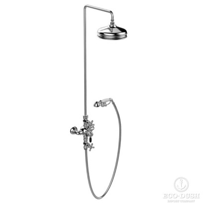 Stella Roma Душевой комплект IS3284/33-220: термостатический смеситель, штанга+ручной+верхний душ 220мм, цвет: хром