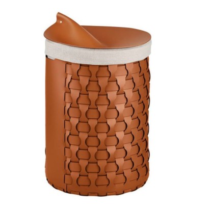 ADJ Круглая корзина для белья Dubai, D40xH57 см., цвет: коньяк/бордо