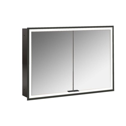 Emco Prime Зеркальный шкаф 100см., с подсветкой LED Facelift встраив. модель, 2-дверки, IP 20, цвет черный зеркальная задняя стенка