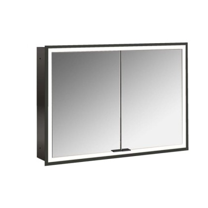 Emco Prime Зеркальный шкаф 100см., с подсветкой LED Facelift встраив. модель, 2-дверки, IP 20, цвет черный зеркальная задняя стенка