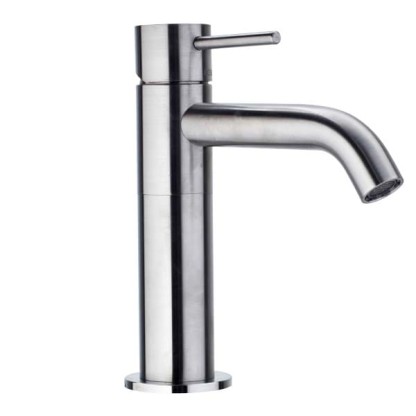 Bossini Inox Однорычажный Смеситель для раковины на 1 отв., из нержавеющей стали без донного клапана, цвет: Сатинированная нержавеющая сталь