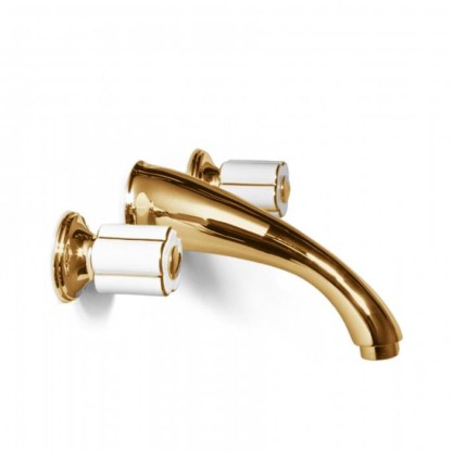 Смеситель для раковины Bongio Fleur Blanc, цвет: золото/белый фарфор