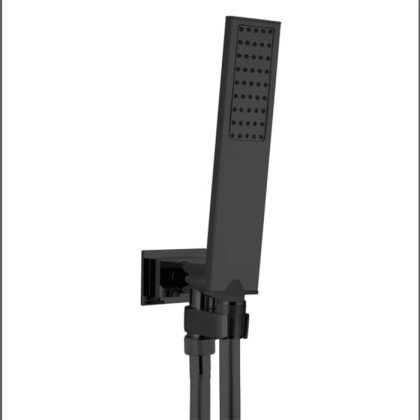 Bossini Apice Душевой комплект: с ручным душем, настенным держателем с подводом воды и шлангом 150см., цвет черный матовый