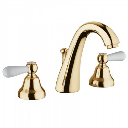 Смеситель для раковины Bongio Oxford Lux, цвет: золото/белый фарфор