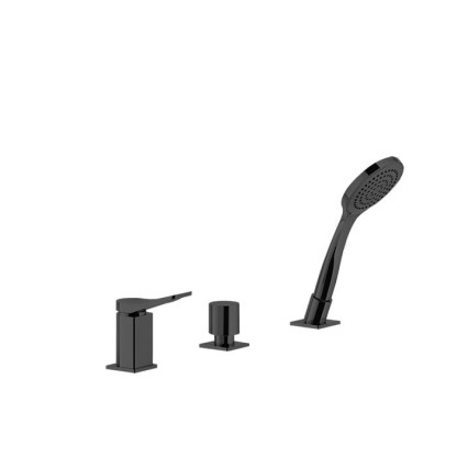 Gessi Rilievo Смеситель на борт ванны на 3 отв, с убирающаяся душевой лейкой, для наполнения через слив-перелив, цвет: black XL