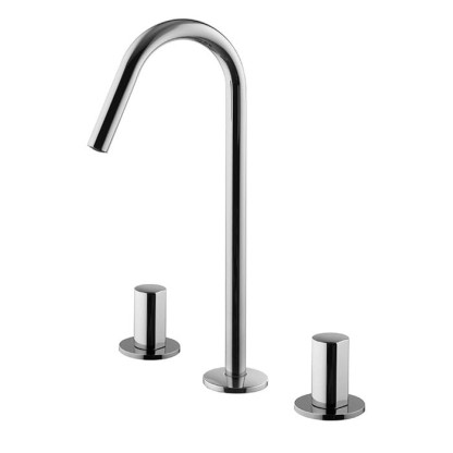 Carlo Frattini So Смеситель для раковины, высота 319 мм, на 3 отверстия, поворотный излив ? 18мм, донный клапан click-clack, цвет: хром