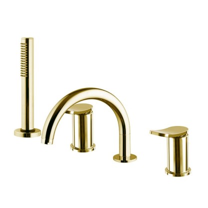 Fima Carlo Frattini Flo Смеситель на борт ванны, на 4 отв., с ручным душем, цвет: золото