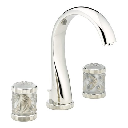THG Hirondelles Platinum Stamped Смеситель для раковины, 3 отв., цвет: Polished nickel