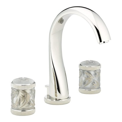 THG Hirondelles Platinum Stamped Смеситель для раковины, 3 отв., цвет: Polished nickel