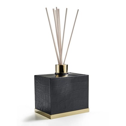 3SC Cocco Ароматический диффузор, настольный, отделка: черная кожа, цвет: золото 24к. Lucido