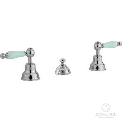 CISAL Arcana Toscana Смеситель для биде на 3 отверстия без излива, с донным клапаном, цвет: хром/белый