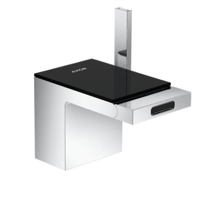 Axor MyEdition Смеситель для биде, на 1 отв., излив 145мм, с донным клапаном, цвет: хром/черное стекло