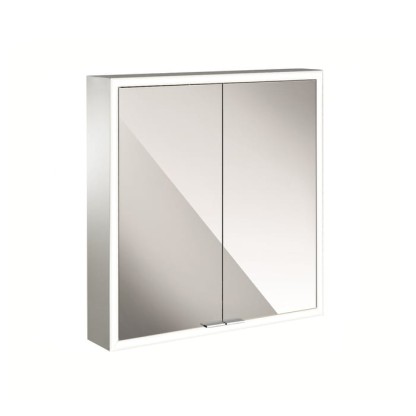 EMCO Prime Зеркальный шкаф 60x70см., с подсветкой, навесной, 2 двери, 2 полки, розетка, цвет: белый