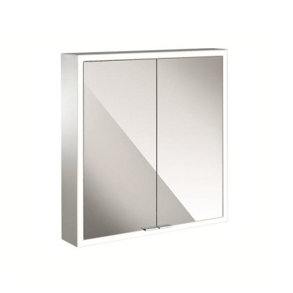 EMCO Prime Зеркальный шкаф 60x70см., с подсветкой, навесной, 2 двери, 2 полки, розетка, цвет: белый