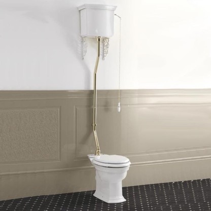 Devon&Devon Westminster Унитаз 64x36.5cм с высоким бачком, трубой, фурнитура золото