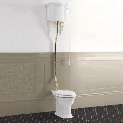 Devon&Devon Westminster Унитаз 64x36.5cм с высоким бачком, трубой, фурнитура золото