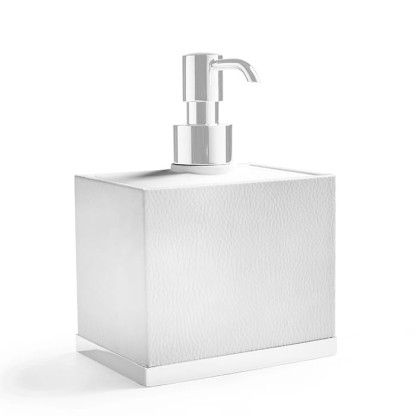 3SC Snowy Дозатор для жидкого мыла, настольный, цвет: белая эко-кожа/белый матовый