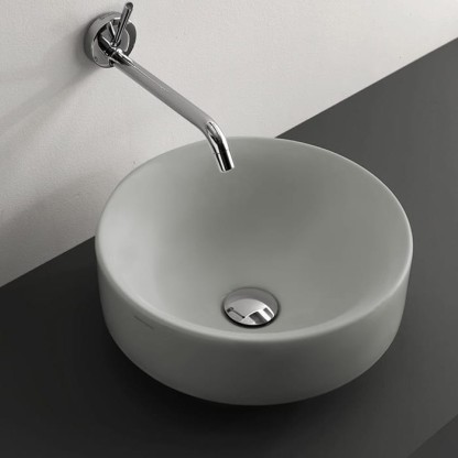 Kerasan Cento Раковина 45 см, без отв., круглая, без перелива, накладная/встраиваемая, цвет: Grigio matt