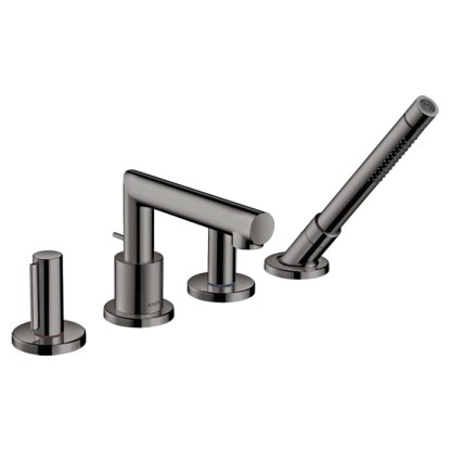 Axor Uno Смеситель на борт ванны, на 4 отв., с ручным душем, Zero, цвет: полированный черный хром