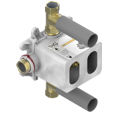 THG Термостат  3/4" - 60 л/мин с восковым картриджем и коробкой для встраивания, с двумя запорными вентилями