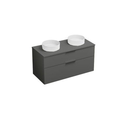 Burgbad Eqio Комплект мебели 1200х550х600 мм,с 2 раковинами круглыми без отв под смеситель, ,4 ящика, цвет: серый глянцевый