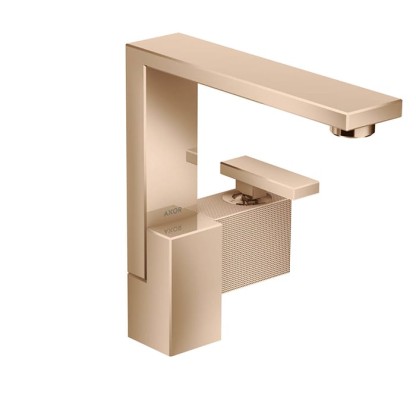 Axor Edge Смеситель для раковины, на 1 отв., с донным клапаном push/open, излив 175мм, алмазная огранка, цвет: красное золото